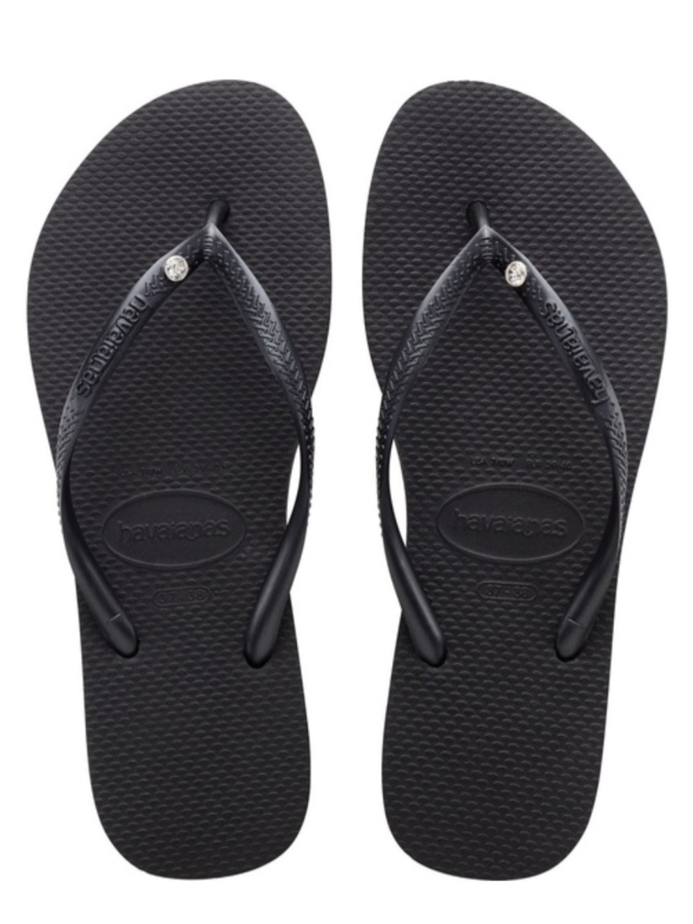 Havaianas Slim Crystal Flip Flops in Black